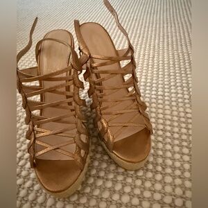 Elie Tahari Gold Strappy Heels